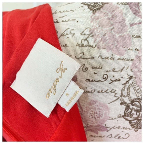 Aryn K. Anthropologie Red Silk Dress Size Small - Picture 5 of 5